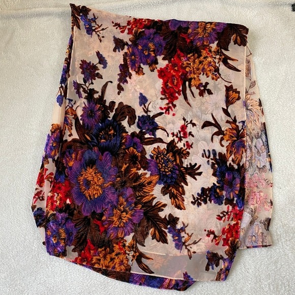 Whimsigoth Burnout Velvet Floral Kimono Shawl Wrap Women OS Purple Cottagecore - Picture 6 of 8